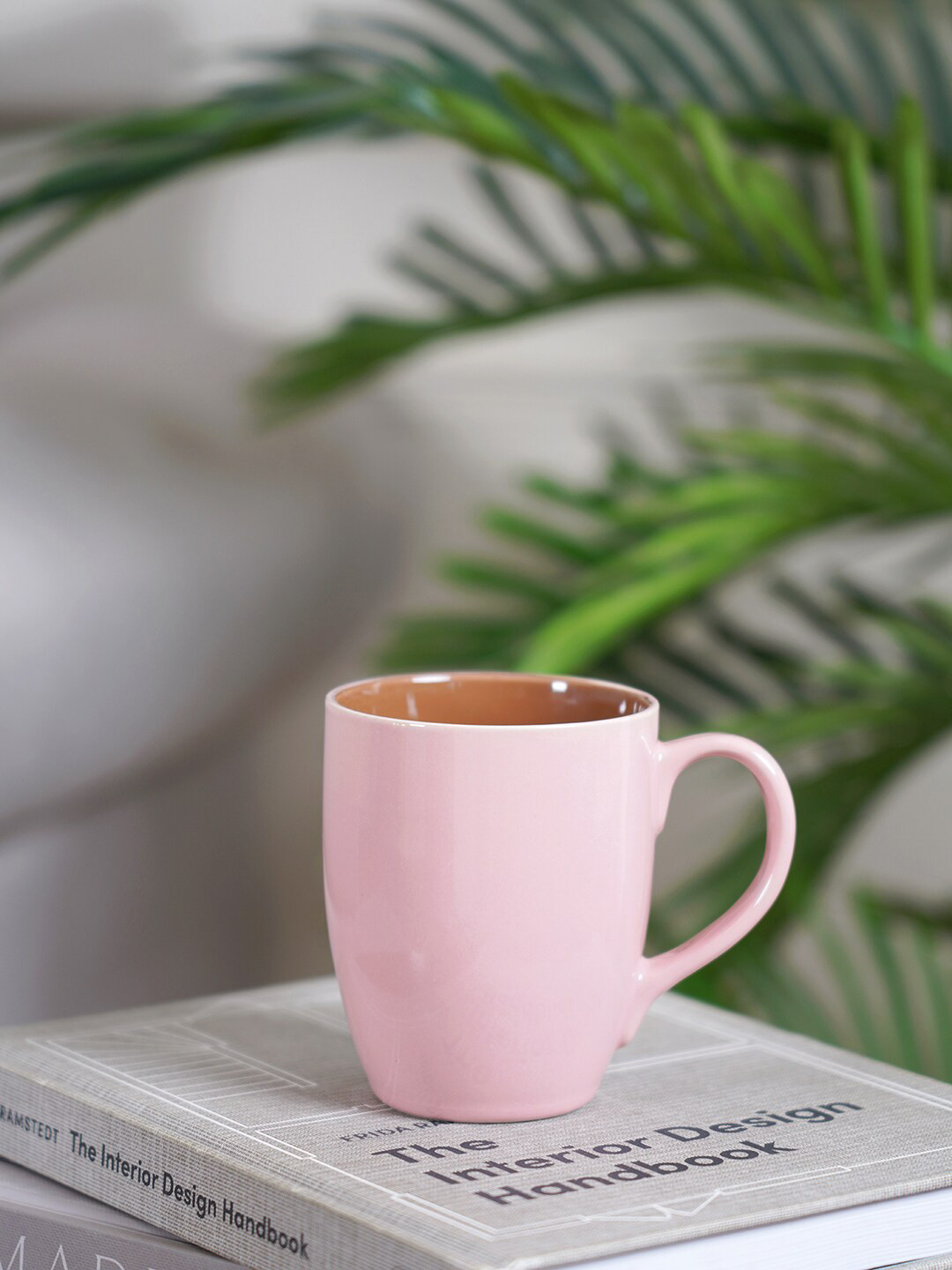 

Pure Home and Living Set Of 6 Microwave safe Ceramic Glossy Mugs, Pink