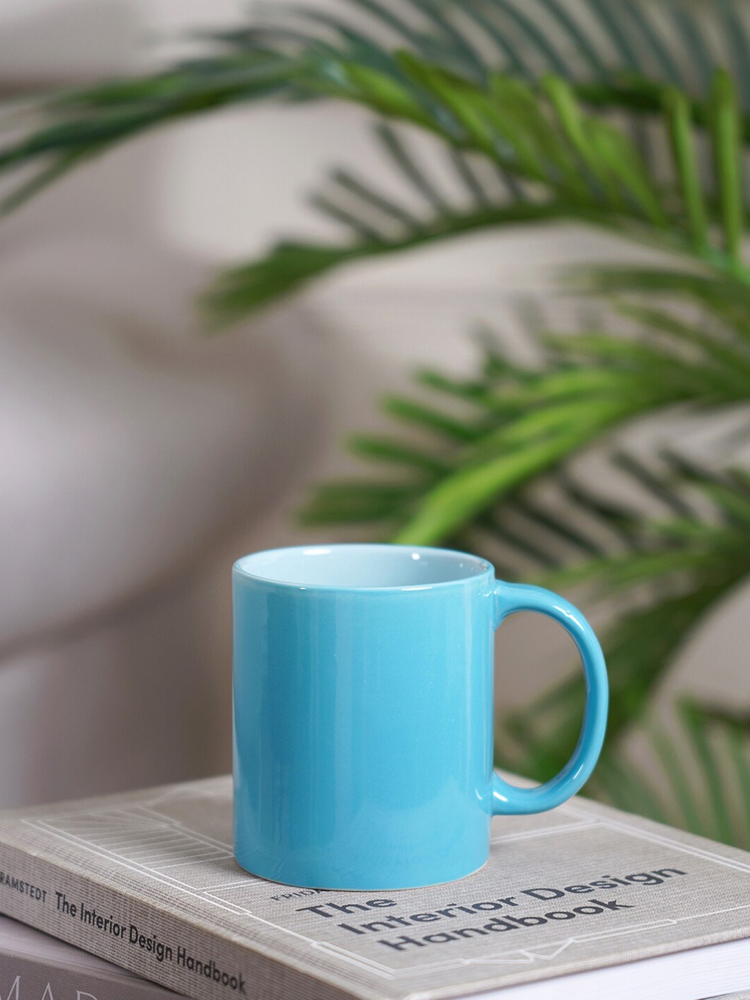 

Pure Home and Living Set Of 6 Microwave safe Ceramic Glossy Mugs 295ml each, Blue