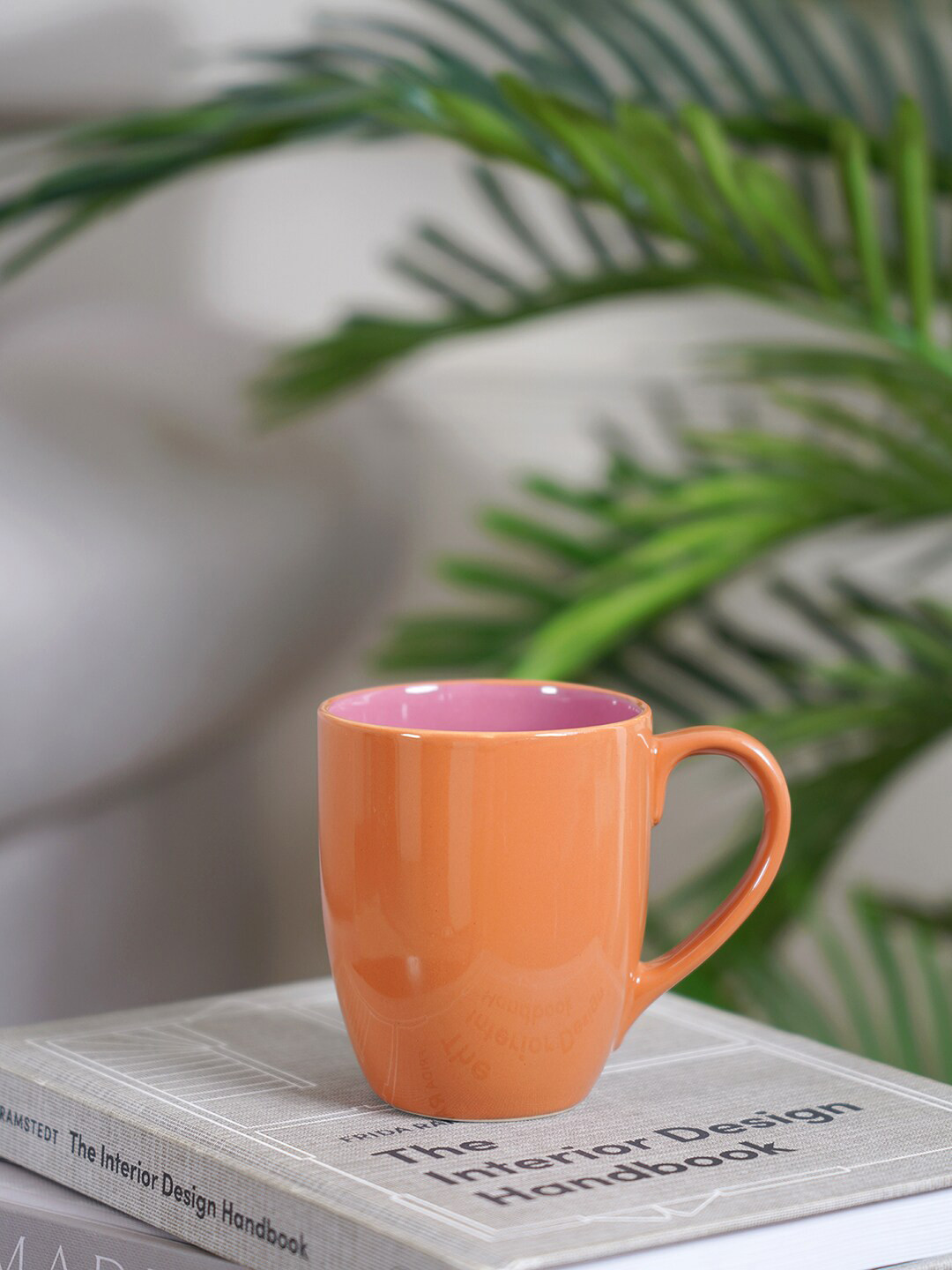 

Pure Home and Living Set Of 6 Microwave safe Ceramic Glossy Mugs 295ml each, Orange