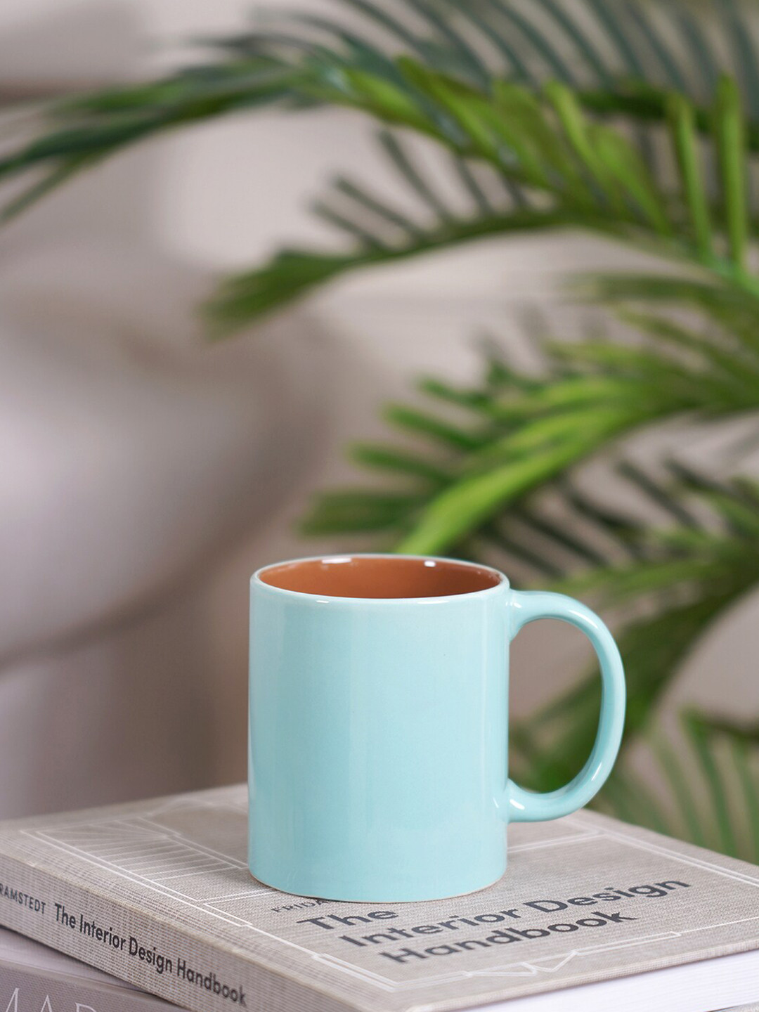 

Pure Home and Living Set Of 6 Microwave safe Ceramic Glossy Mugs 295ml each, Blue