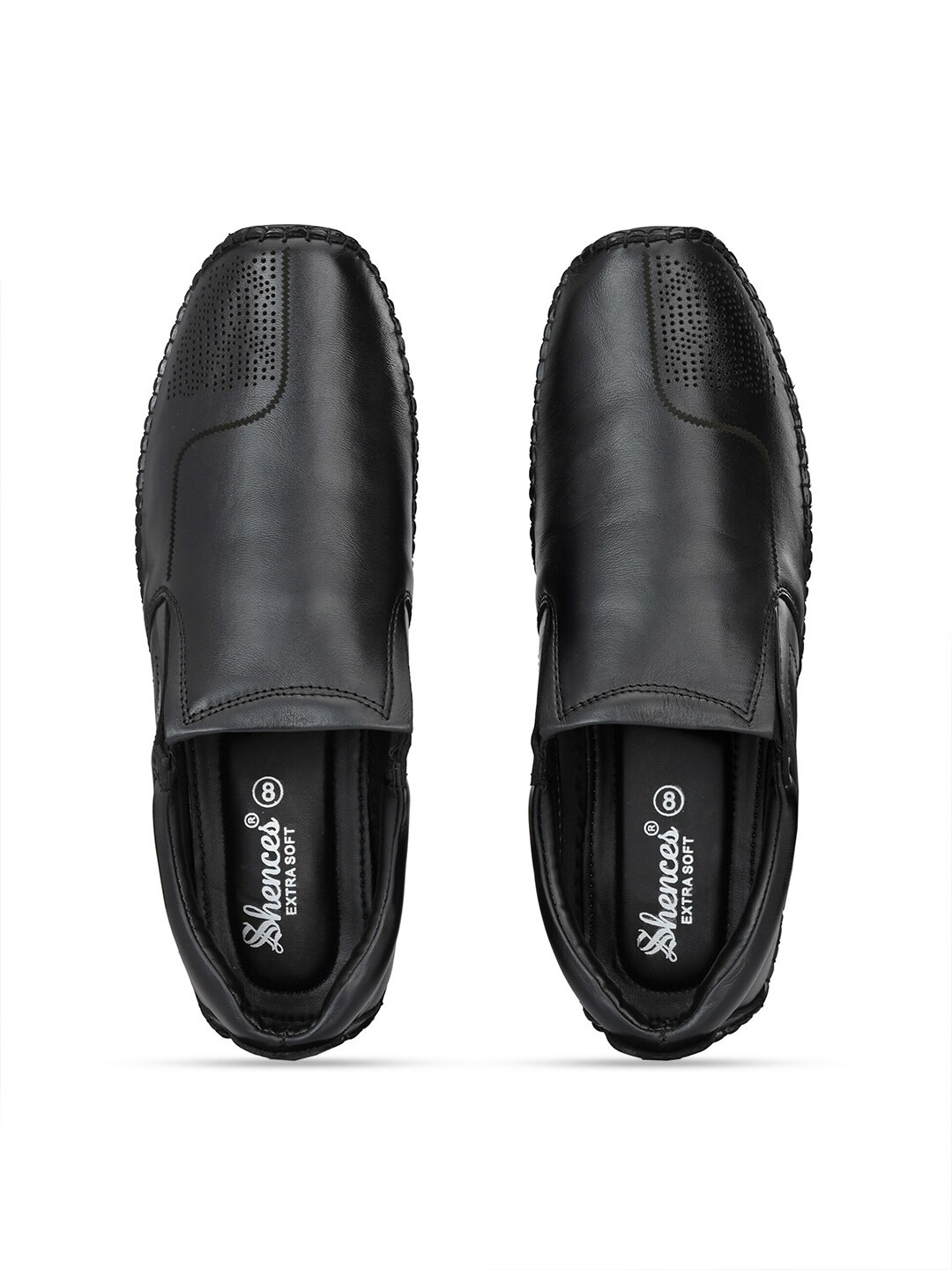 

SHENCES Men Leather Shoe-Style Sandals, Black