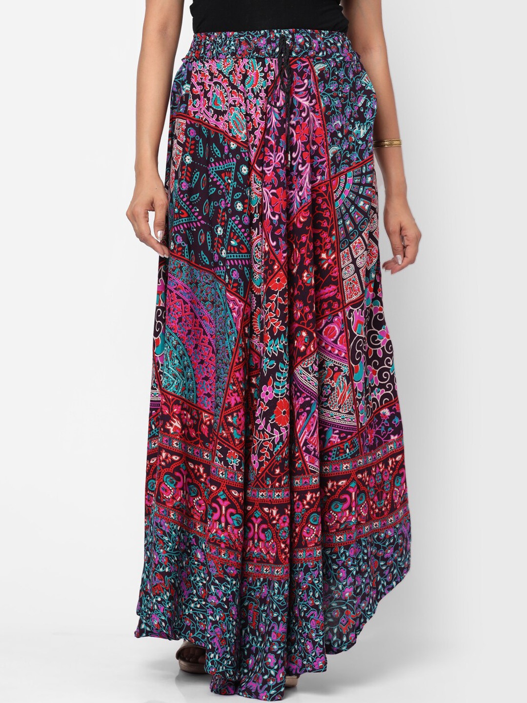 

Kastiel Women Pink Block Printed Maxi Flared Skirts