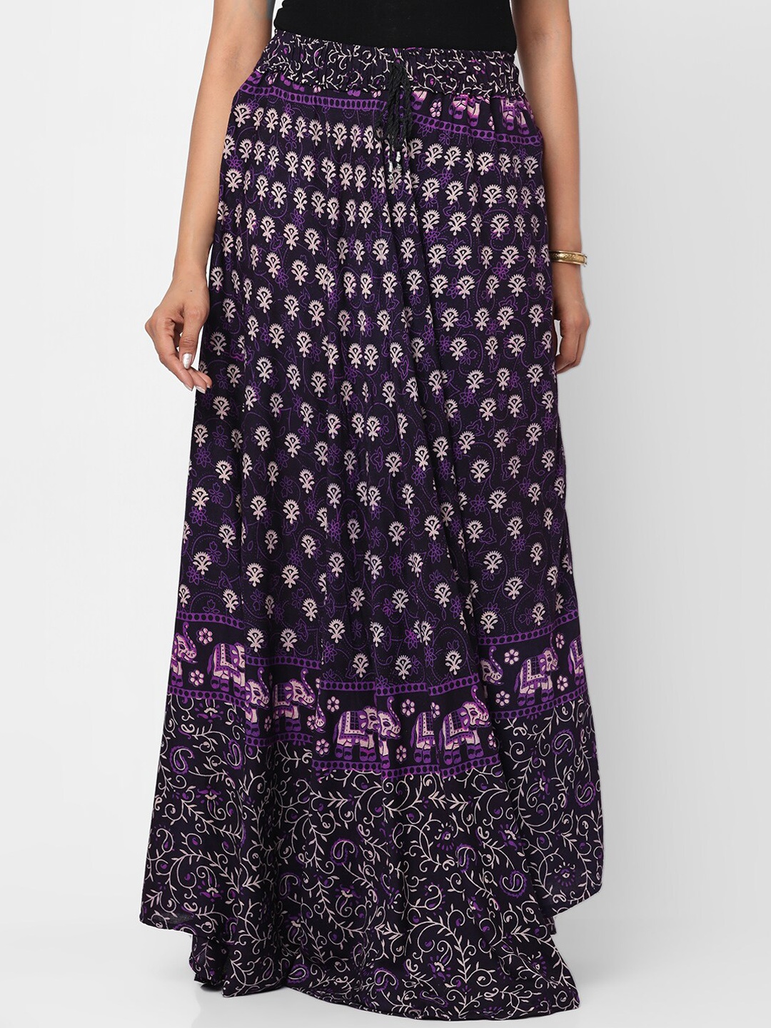 

Kastiel Women Purple Block Printed Maxi Flared Skirts