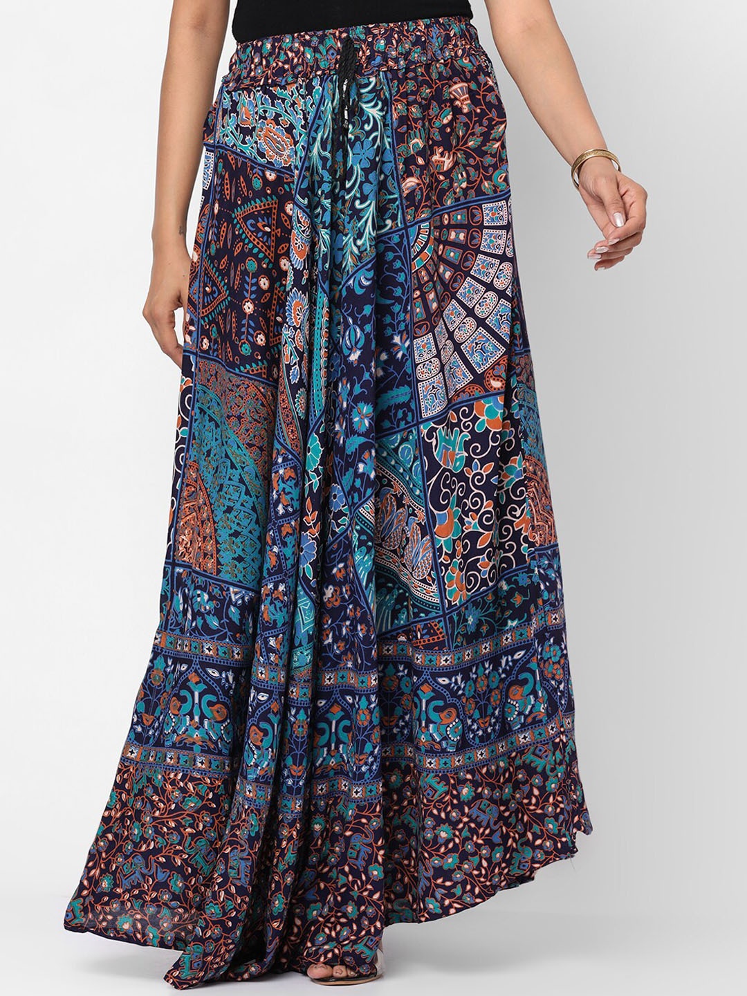 

Kastiel Women Navy Blue Printed Maxi Flared Skirts