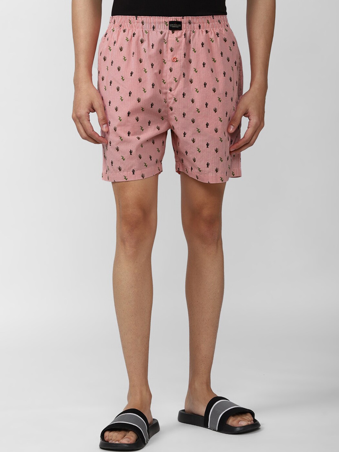 

Peter England Men Pink Printed Pure Cotton Boxers