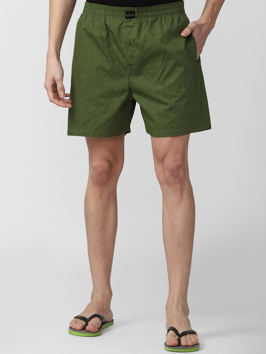 

Peter England Men Olive Green Solid Pure Cotton Boxers