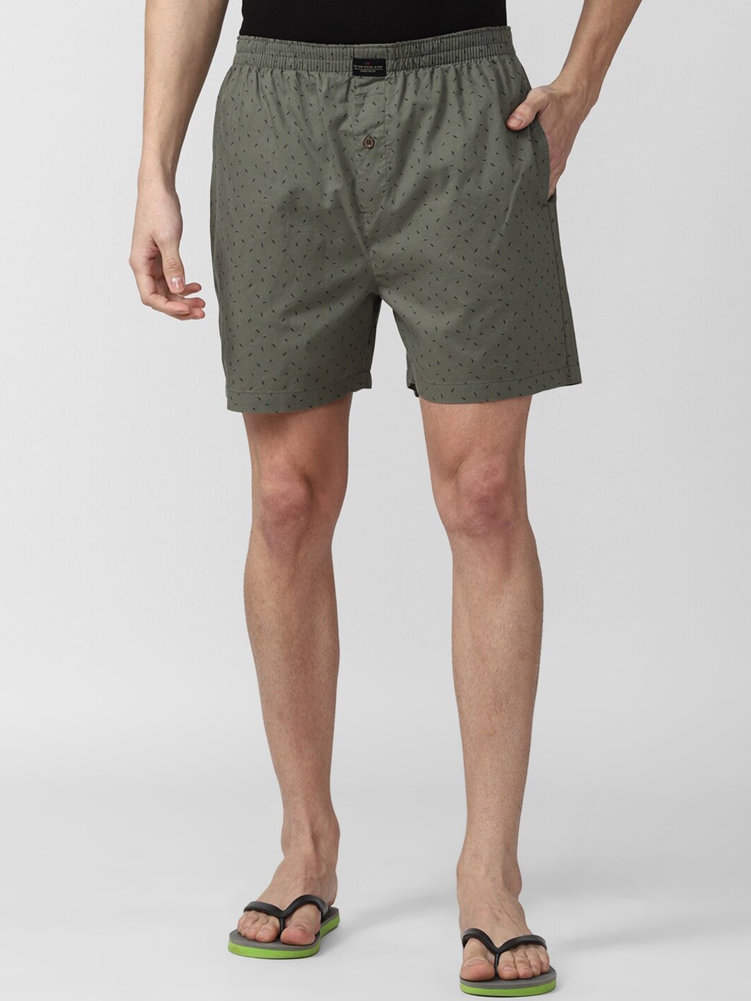 

Peter England Men Grey Printed Pure Cotton Boxers