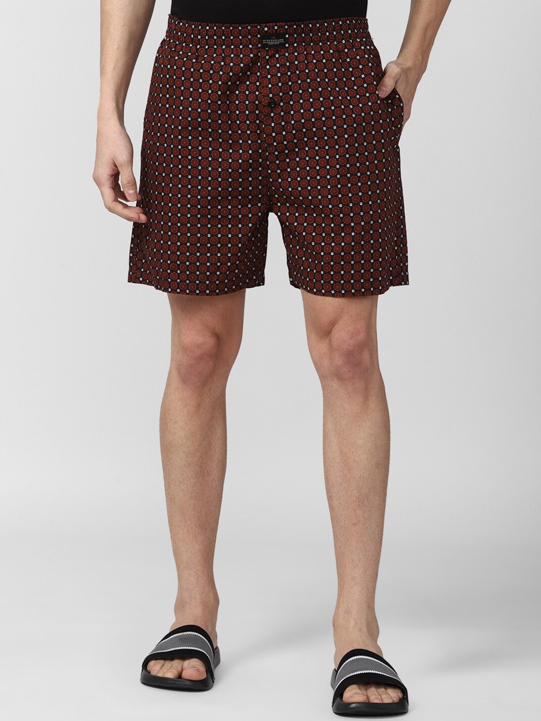 

Peter England Men Maroon Pure Cotton Printed Boxers