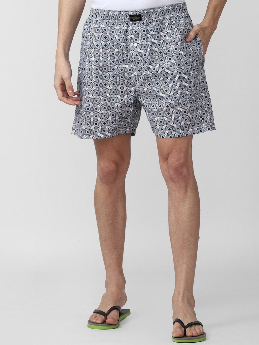 

Peter England Men Grey Printed Pure Cotton Boxers