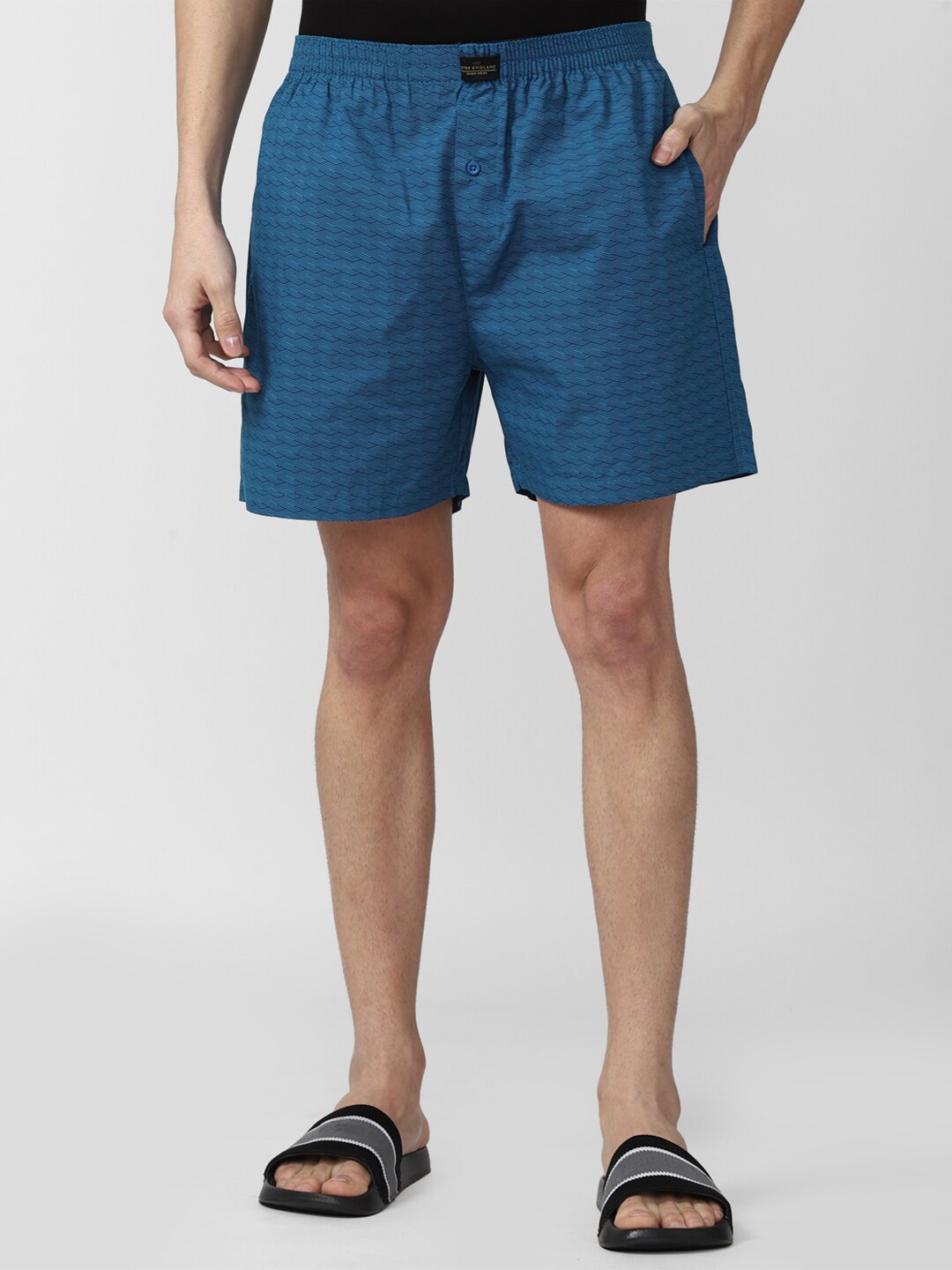 

Peter England Men Blue Printed Pure Cotton Boxers