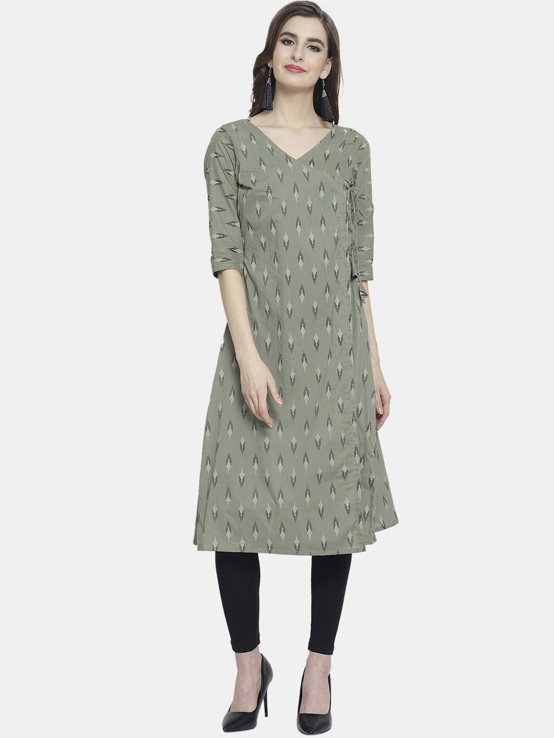 

Aarsha Women Green Geometric Printed Cotton Kurta