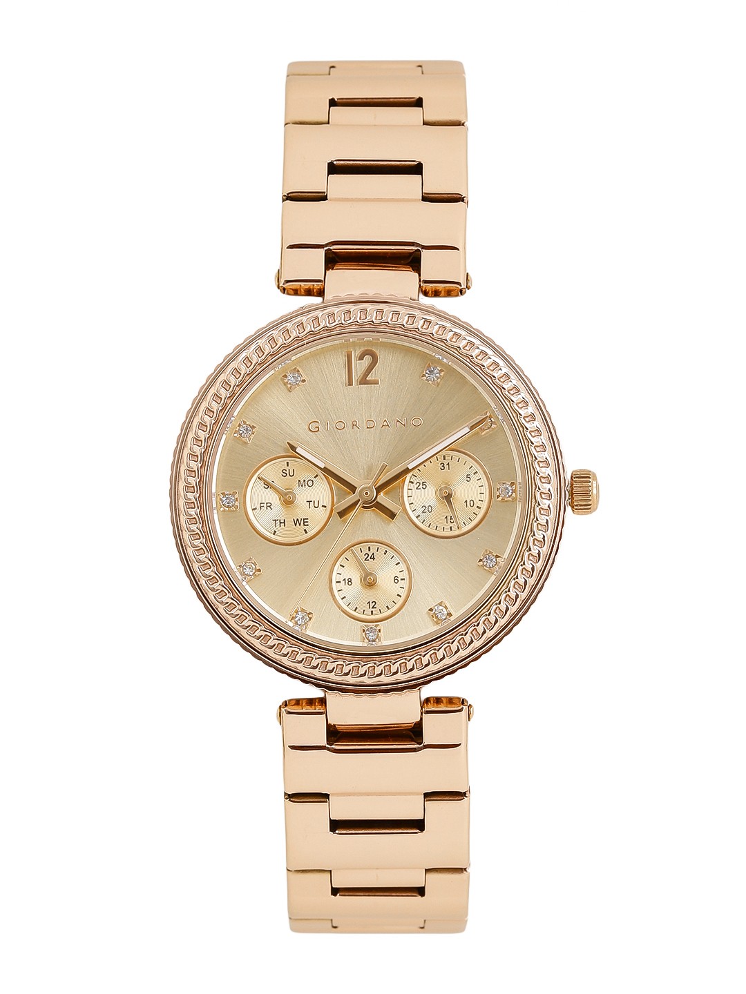 

GIORDANO Women Rose Gold-Toned Multifunction & Embellished Analogue Watch 2818-22
