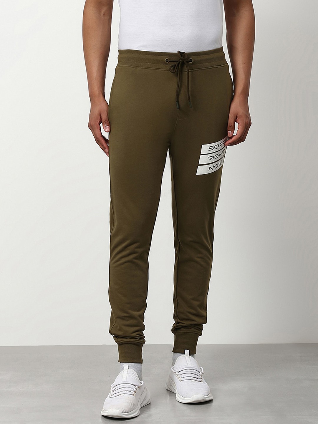 

abof Men Olive Green Joggers Trousers
