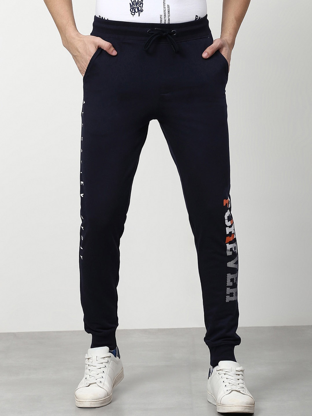 

abof Men Navy Blue Solid Joggers Trousers