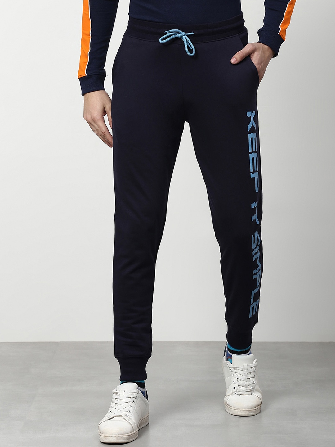 

abof Men Navy Blue Joggers Trousers
