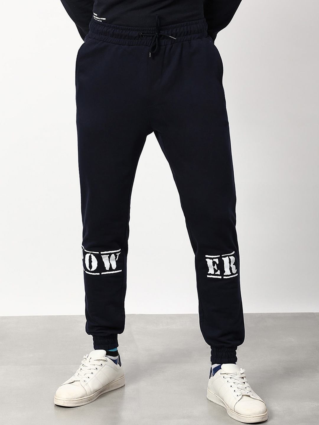 

abof Men Navy Blue Joggers Trousers