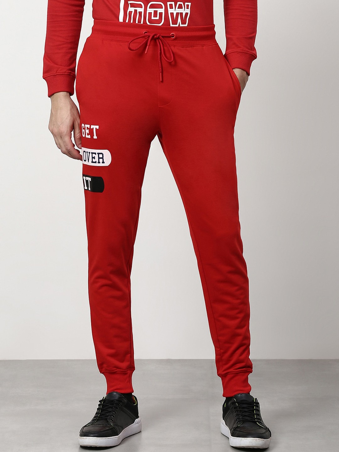 

abof Men Red Solid Joggers Trousers