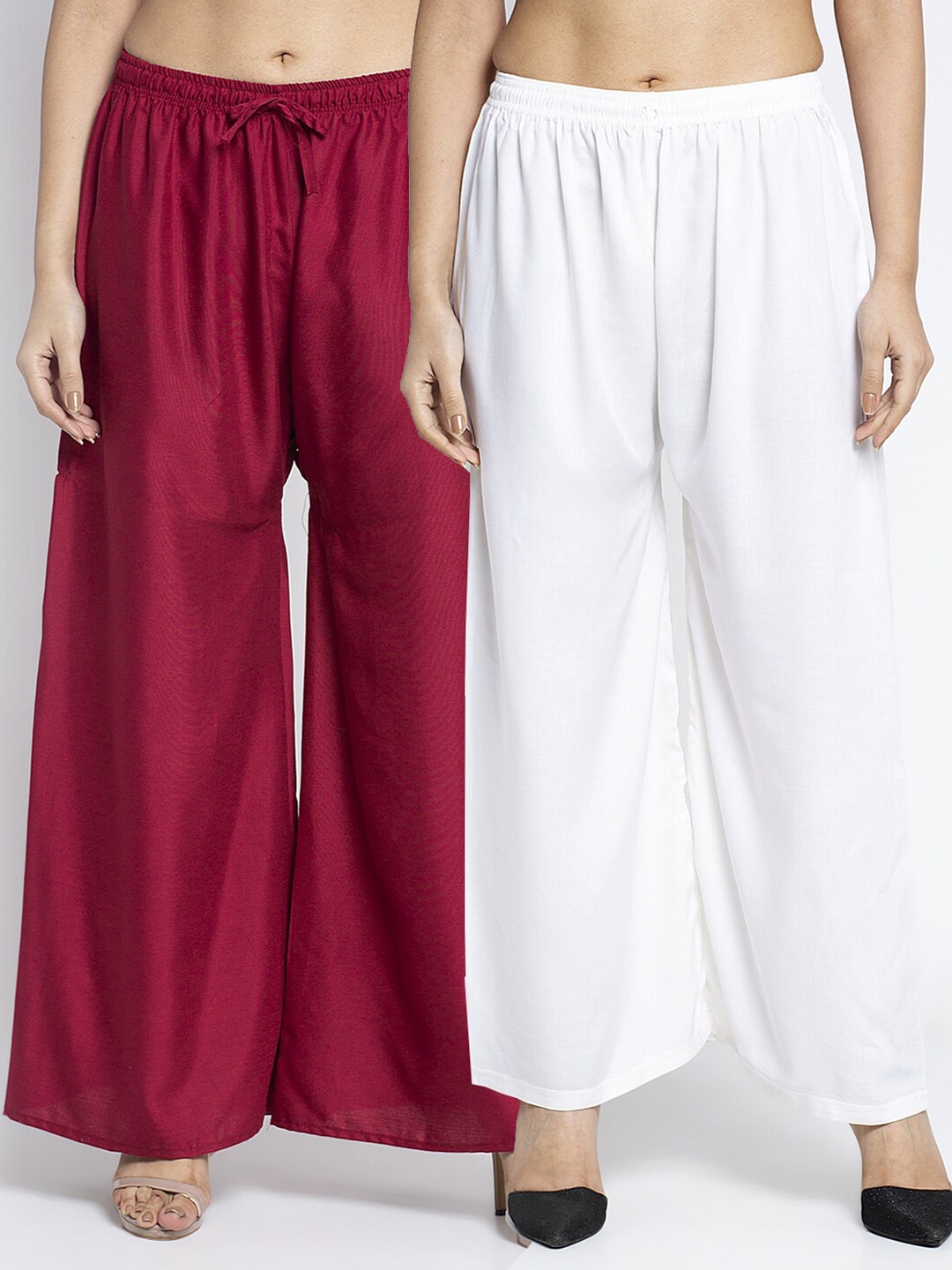 

GRACIT Women Maroon & White Pack Of 2 Ethnic Palazzos