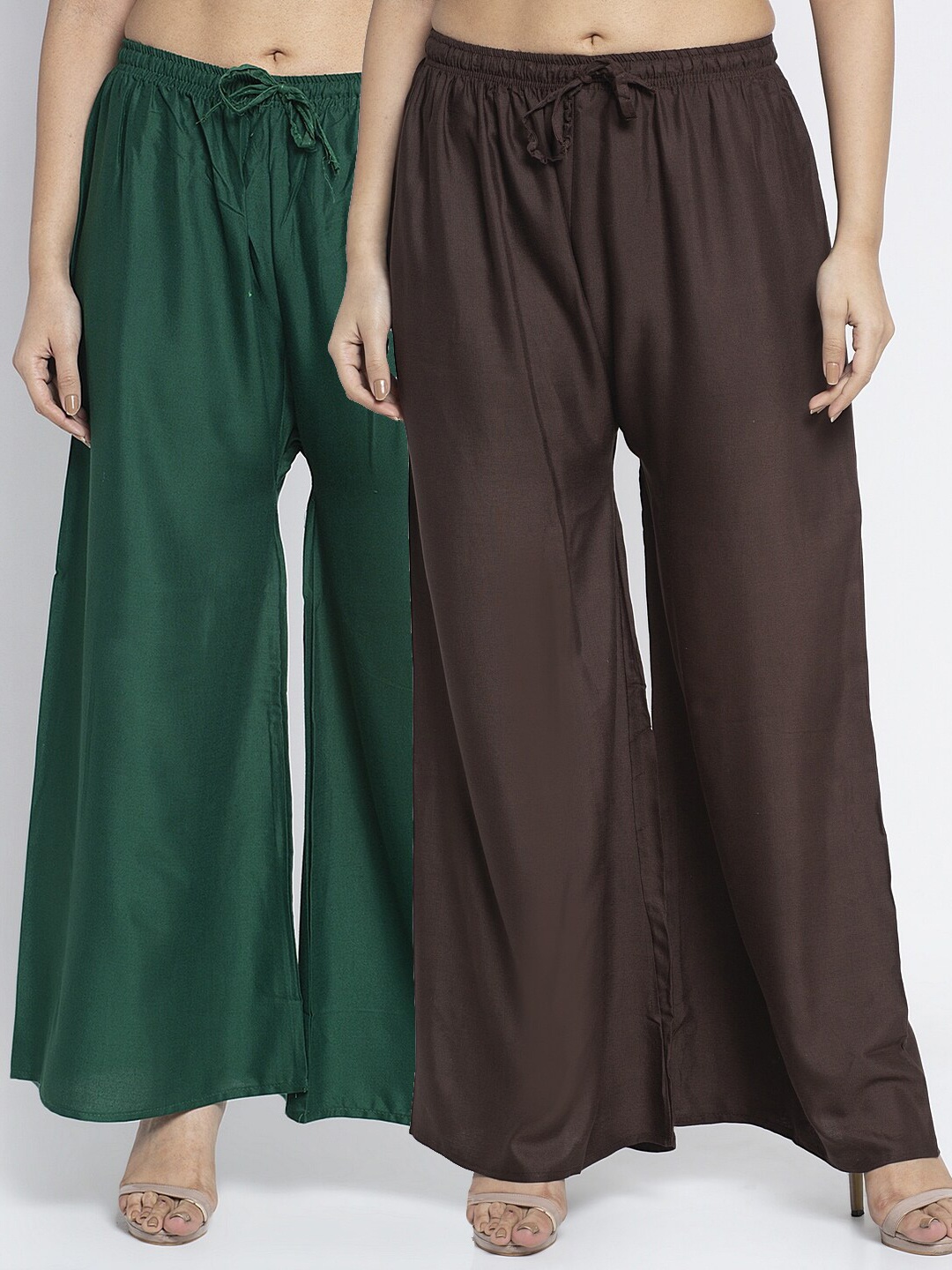 

GRACIT Women Green & Brown Pack Of 2 Ethnic Palazzos