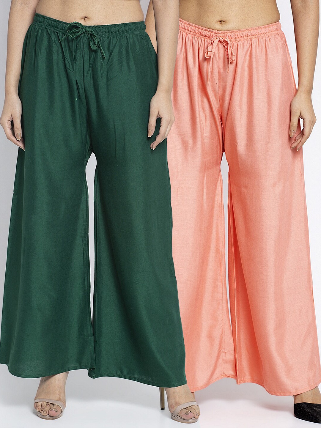 

GRACIT Women Pack Of 2 Ethnic Palazzos, Green