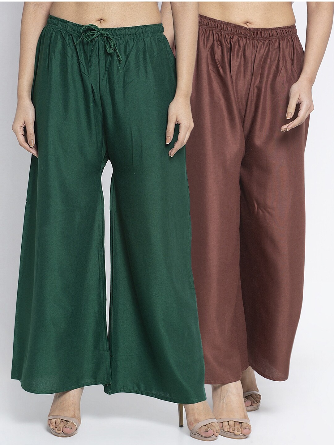 

GRACIT Women Pack Of 2 Ethnic Palazzos, Green