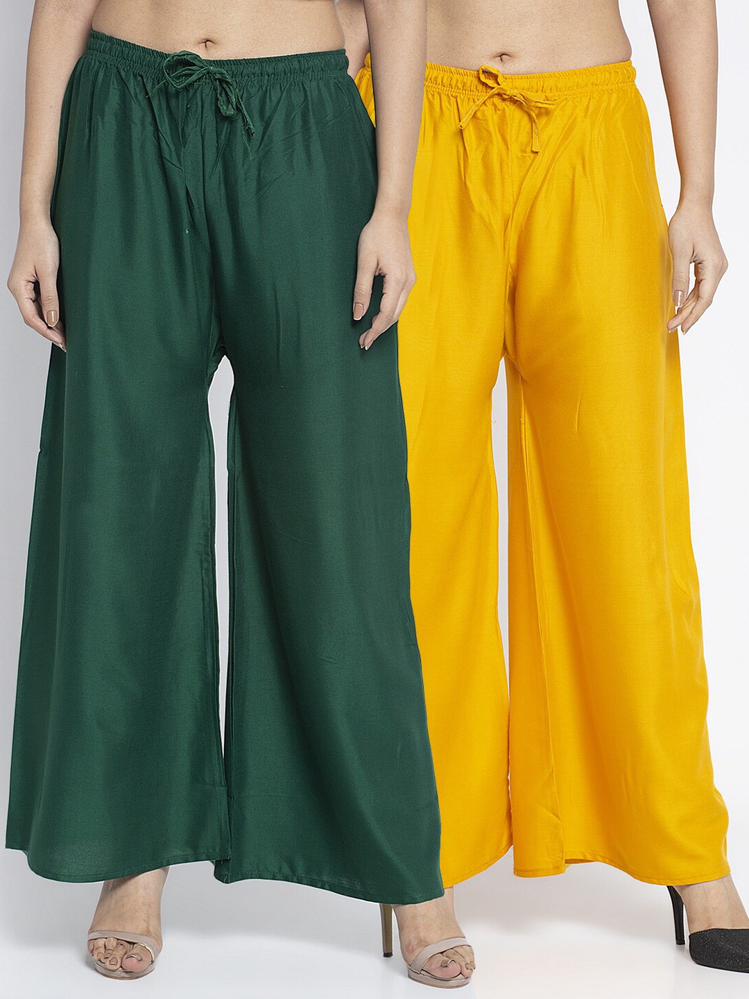 

GRACIT Women Pack Of 2 Ethnic Palazzos, Green