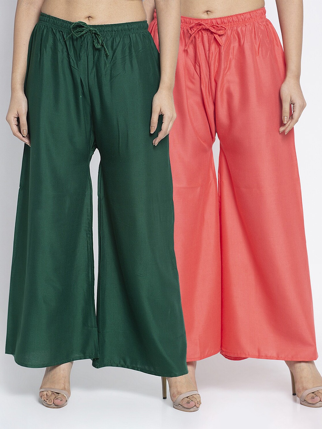 

GRACIT Women Pack Of 2 Ethnic Palazzos, Green