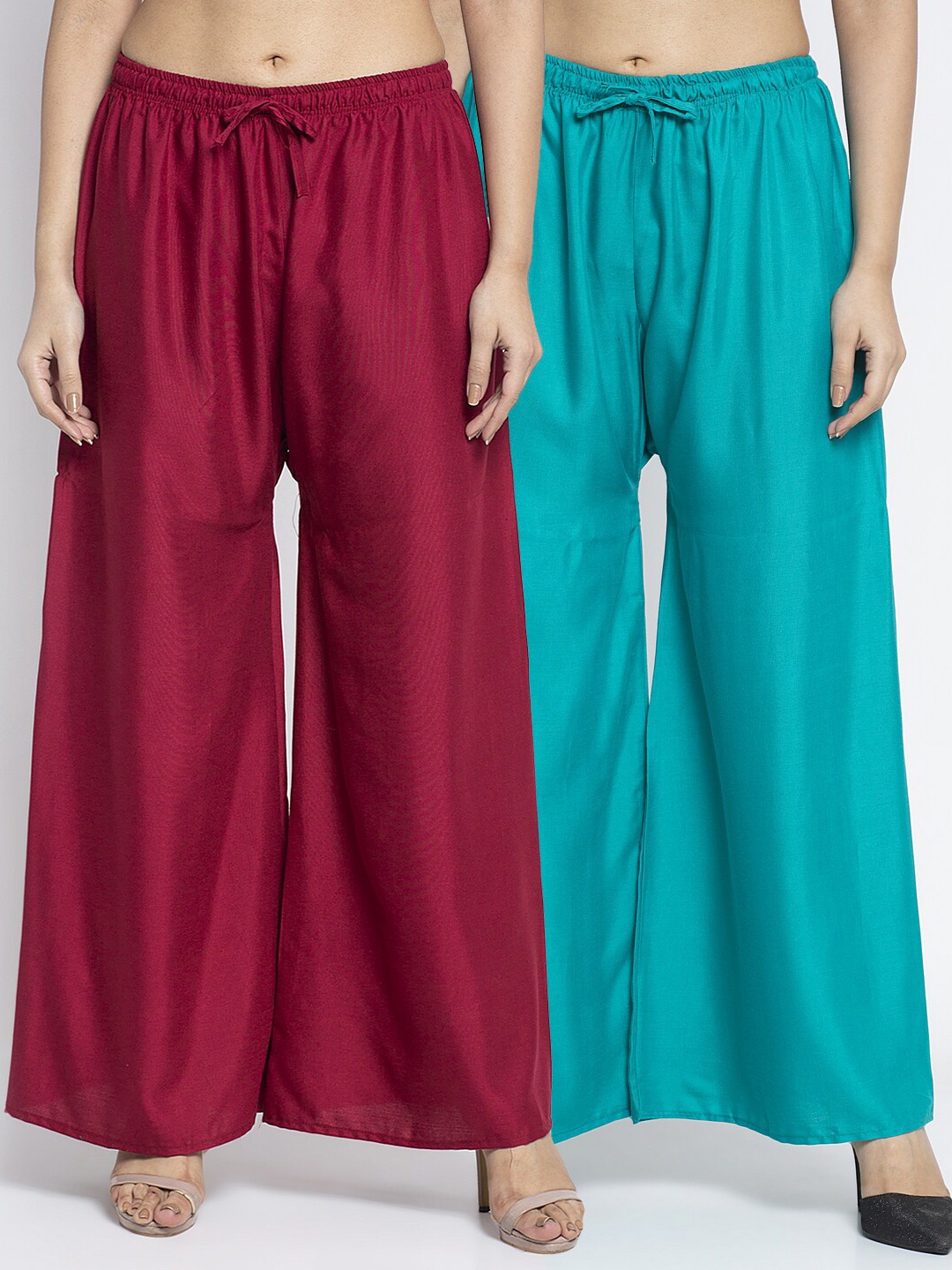

GRACIT Women Pack Of 2 Ethnic Palazzos, Maroon