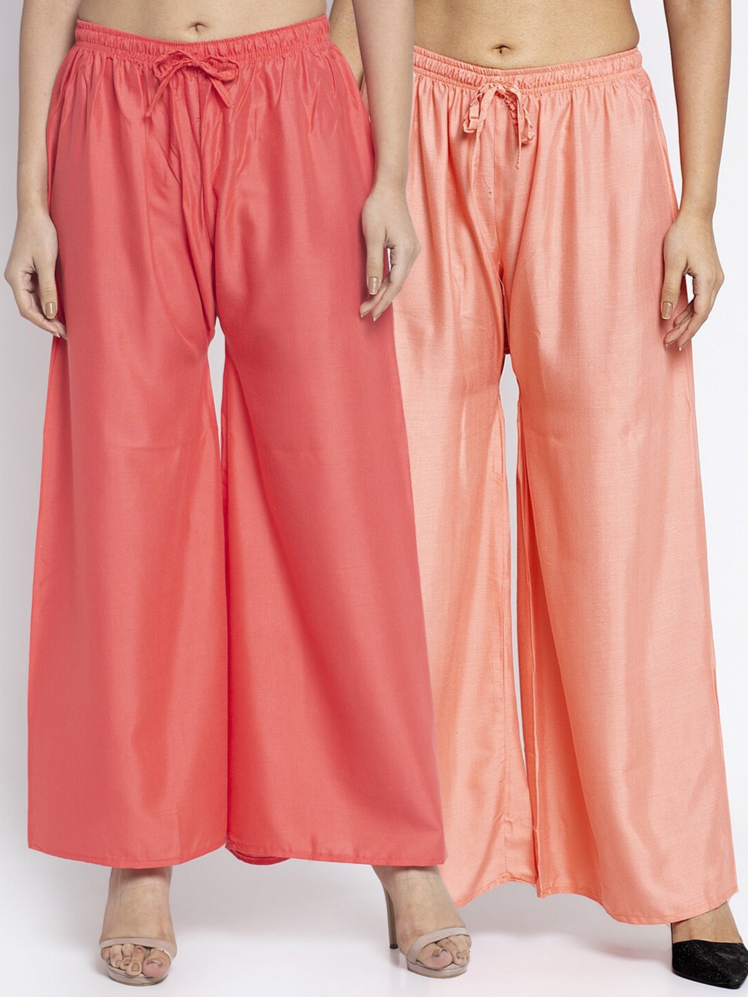 

GRACIT Women Pack Of 2 Ethnic Palazzos, Orange