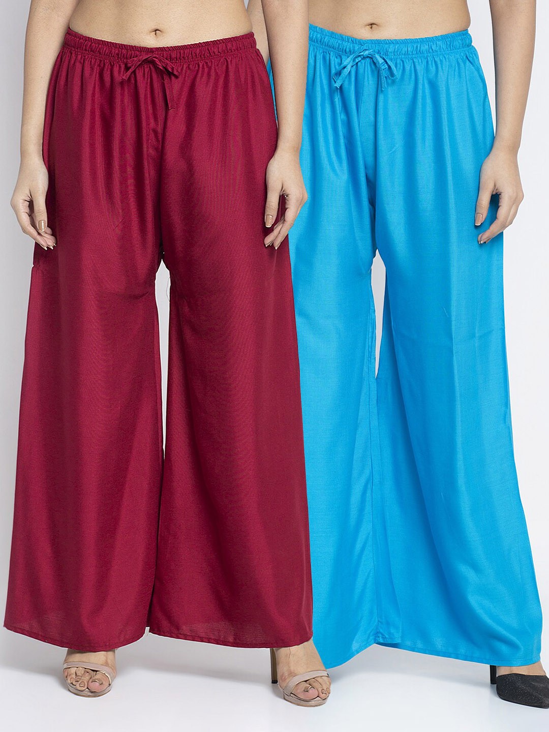 

GRACIT Women Pack Of 2 Ethnic Palazzos, Maroon