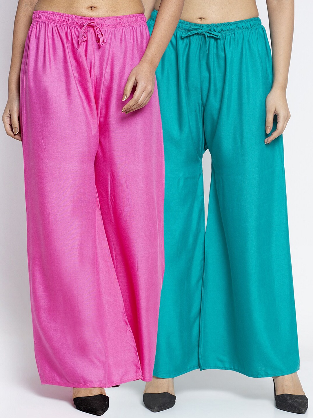 

GRACIT Pack Of 2 Women Pink & Green Palazzos