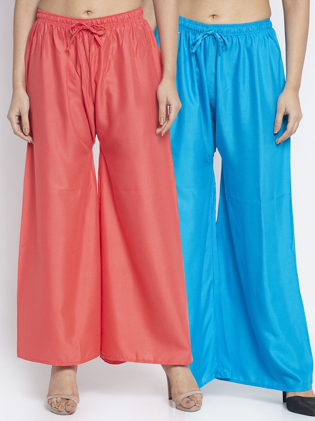 

GRACIT Pack Of 2 Women Ethnic Palazzos, Orange