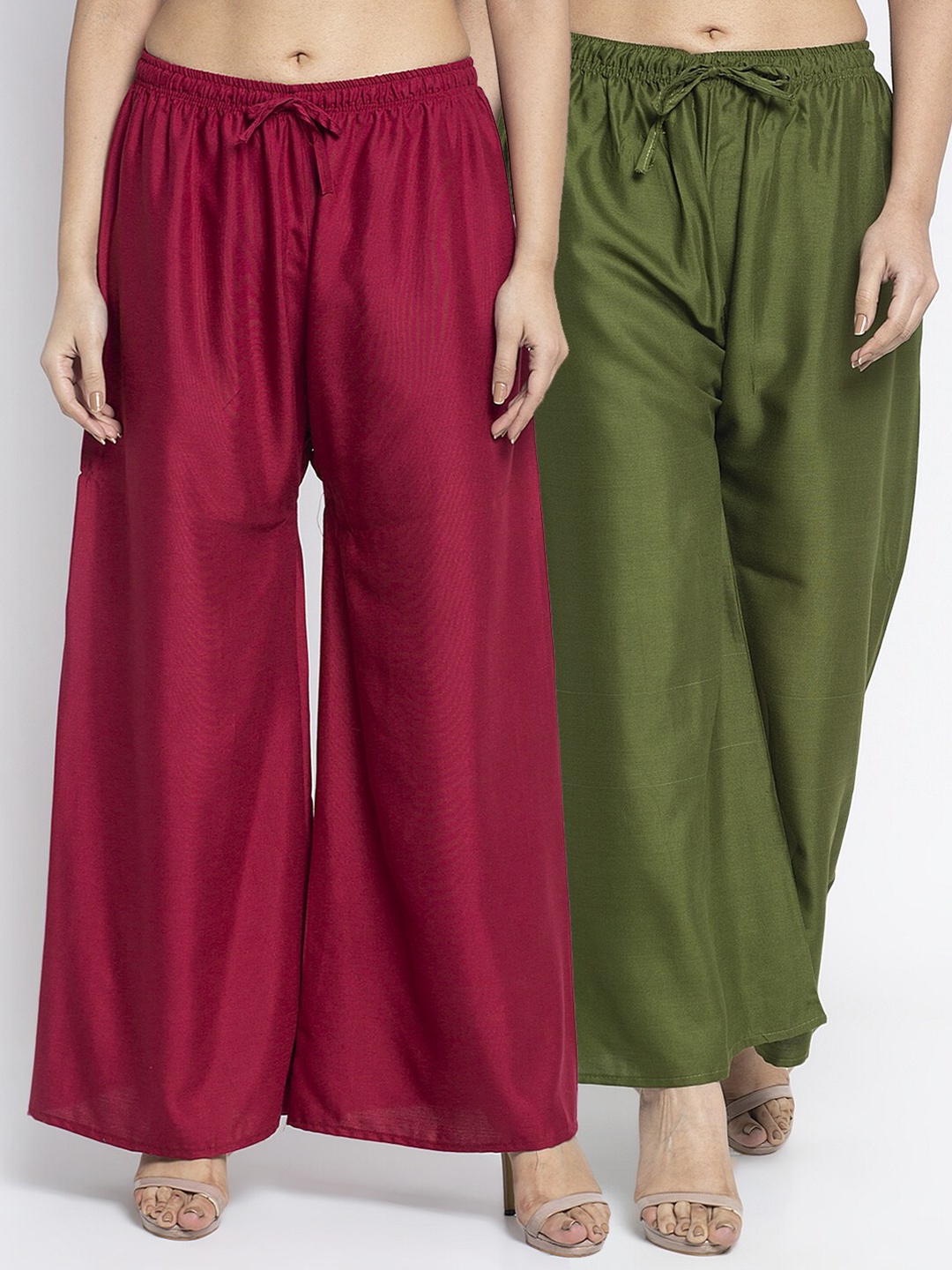 

GRACIT Pack Of 2 Women Green & Maroon Ethnic Palazzos