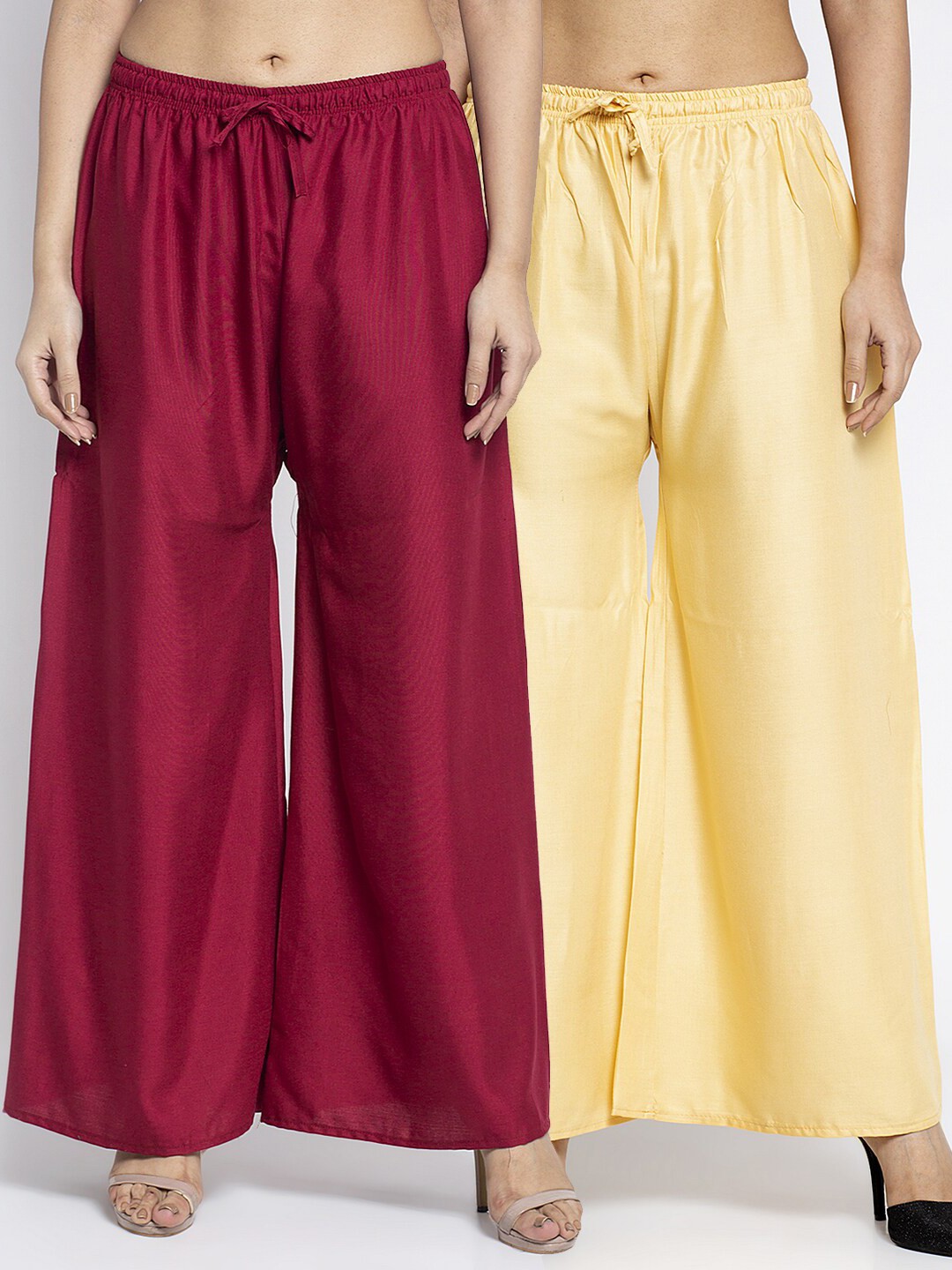 

GRACIT Pack Of 2 Women Maroon & Cream Ethnic Palazzos
