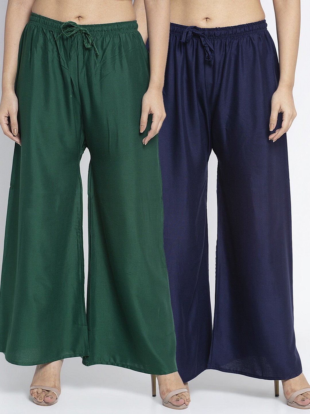 

GRACIT Pack Of 2 Women Green & Blue Ethnic Palazzos
