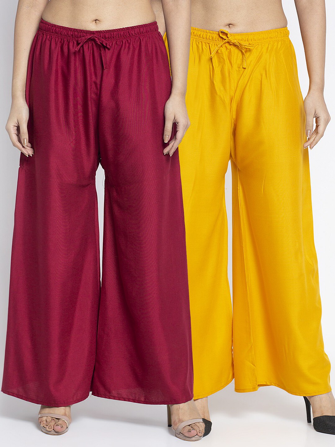 

GRACIT Women Solid Pack Of 2 Ethnic Palazzos, Maroon