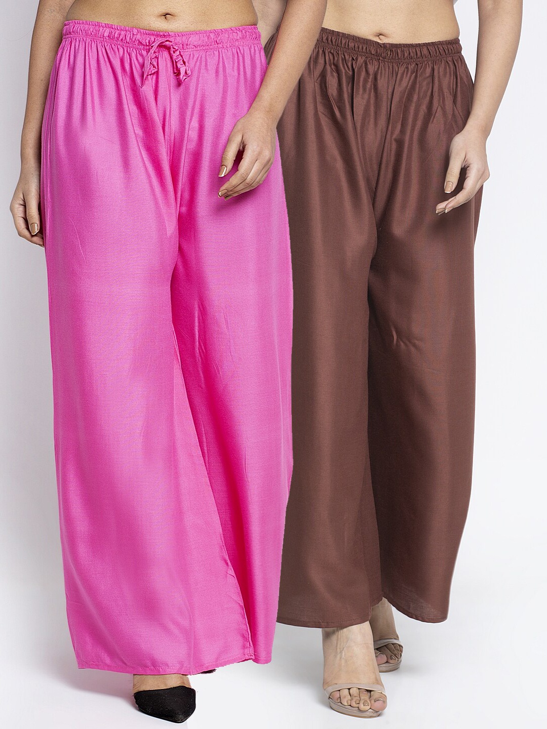 

GRACIT Pack Of 2 Women Pink & Brown Ethnic Palazzos