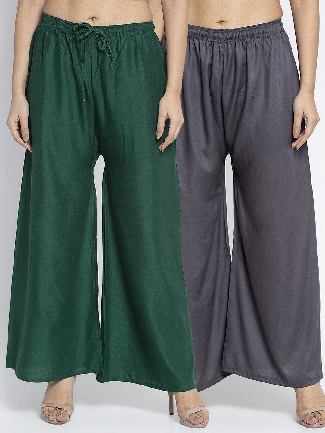

GRACIT Pack Of 2 Women Green & Grey Ethnic Palazzos