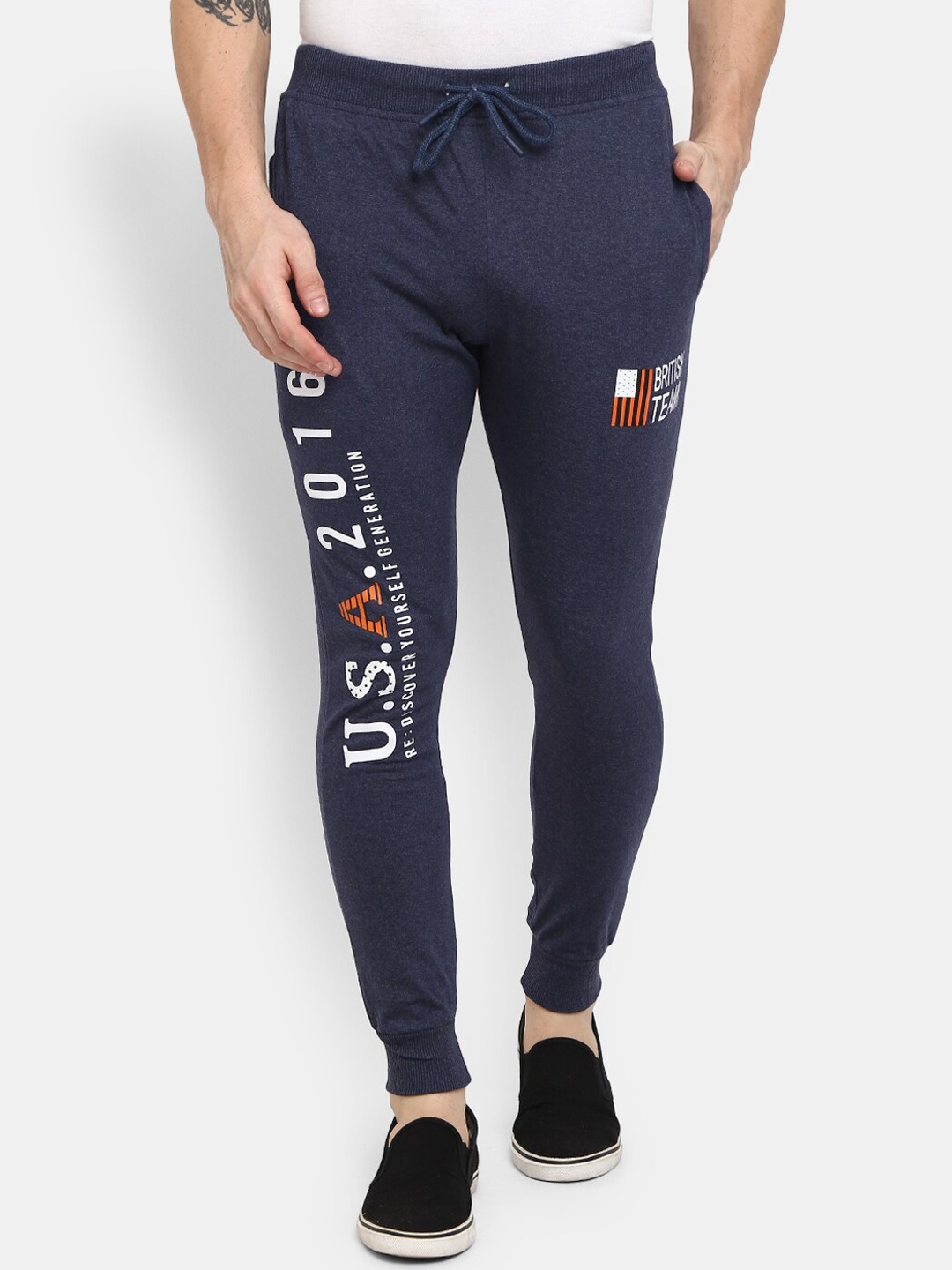 

V-Mart Men Navy Blue Regular Fit Printed Joggers