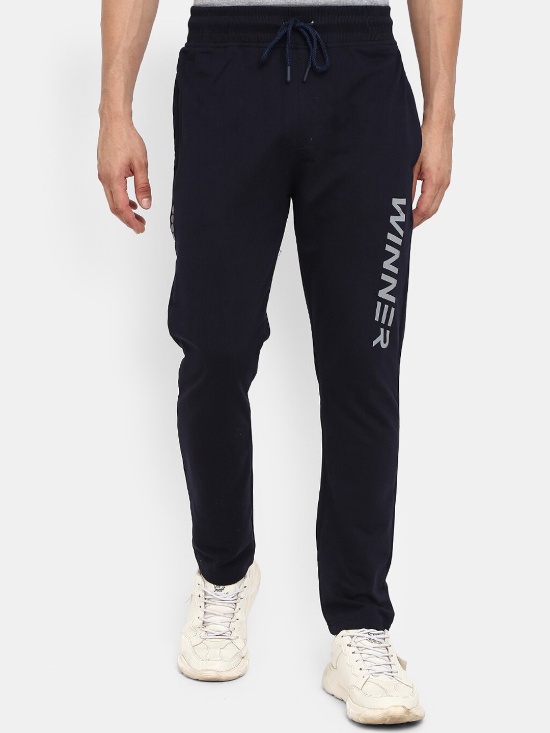 

V-Mart Men Navy Blue Regular Fit Printed Track Pants