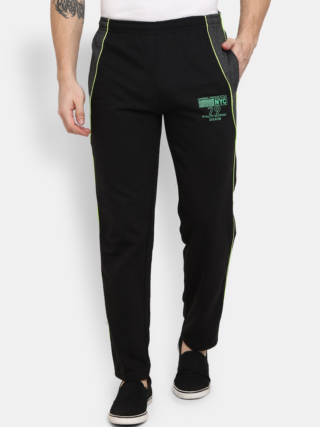 

V-Mart Men Black Regular Fit Colourblocked Track Pants