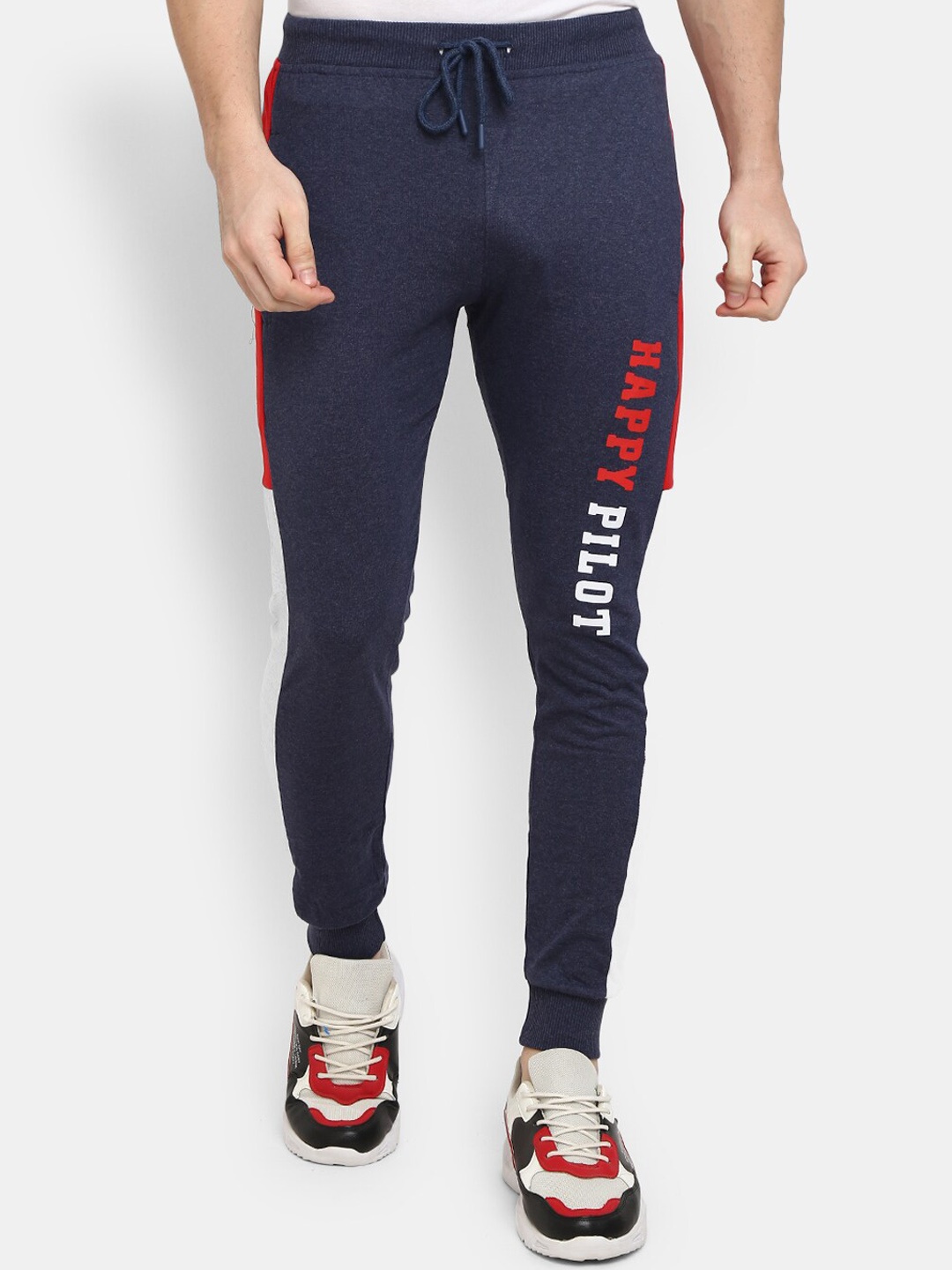 

V-Mart Men Navy Blue Regular Fit Printed Cotton Joggers