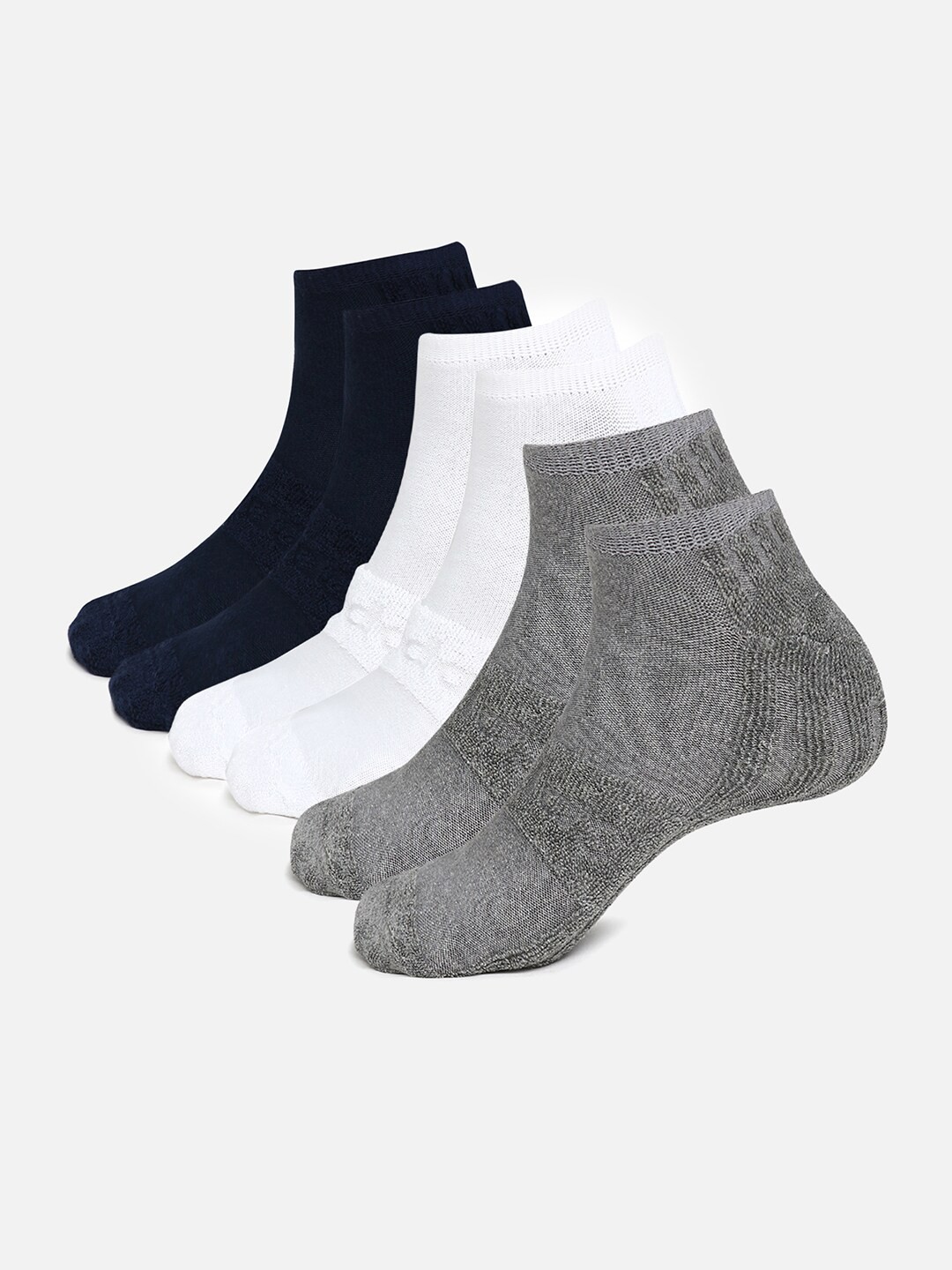 

ADIDAS Men Pack Of 3 Solid Ankle Length Socks, Navy blue