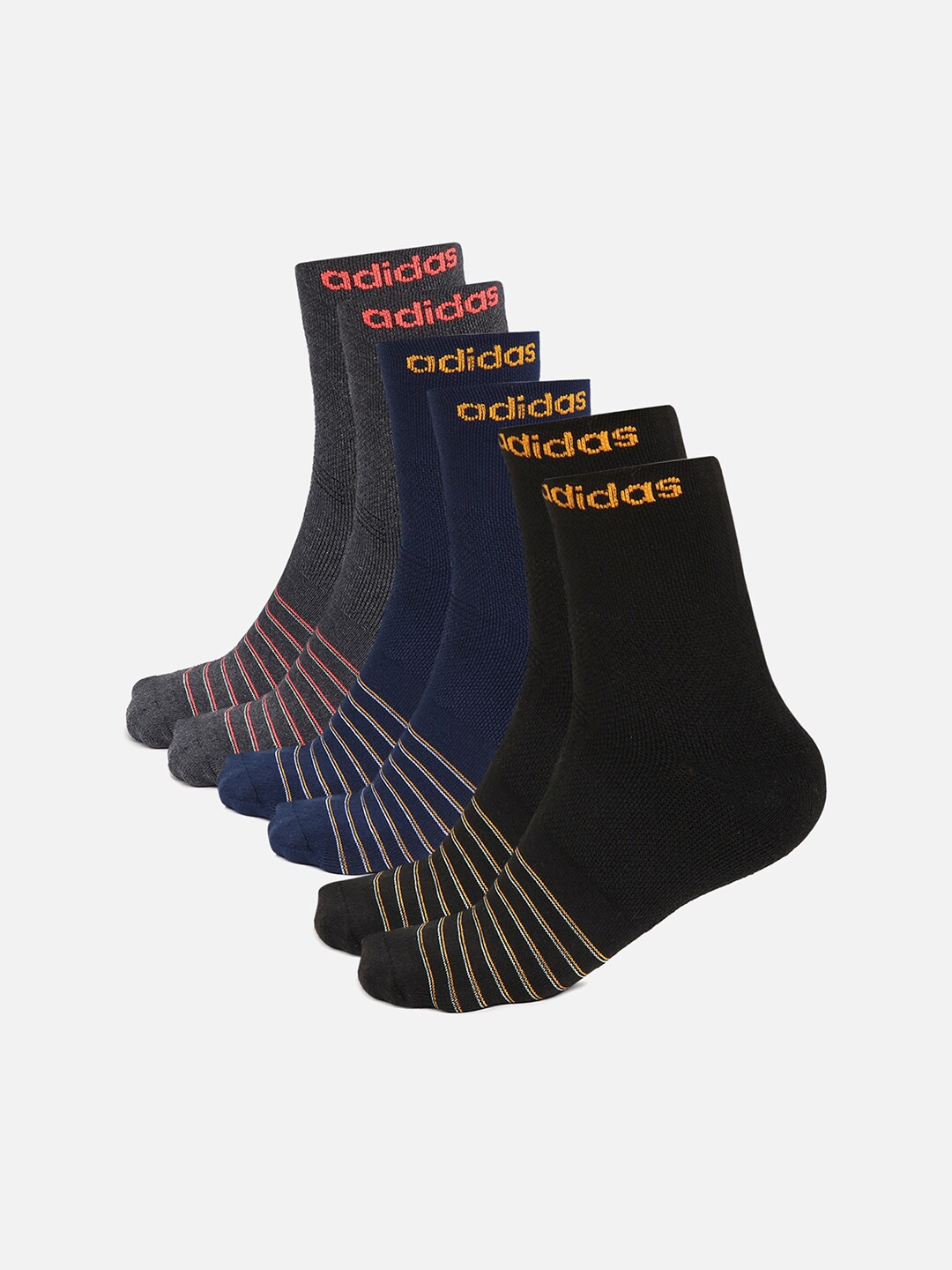 

ADIDAS Men Pack Of 3 Patterned Ankle Length Socks, Black