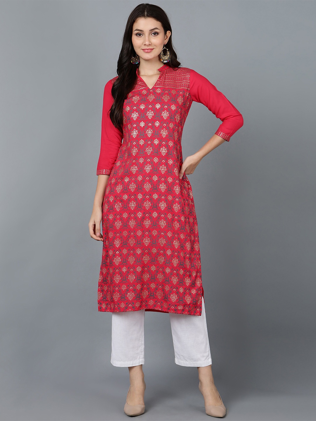 

Bani Women Fuchsia Ethnic Motifs Printed Kurta