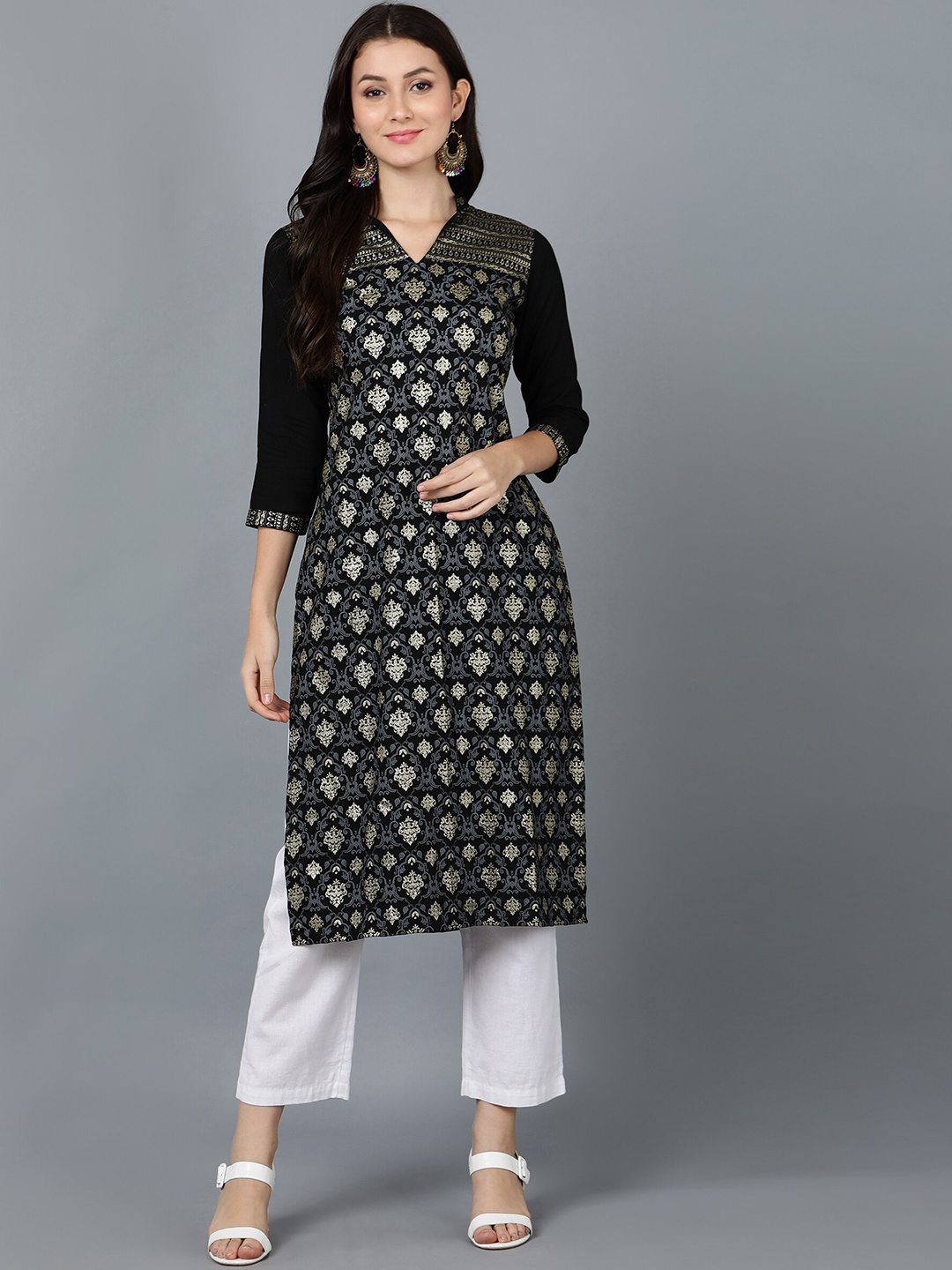 

Bani Women Black Ethnic Motifs Printed Kurta