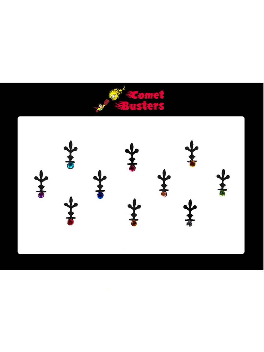 

Comet Busters Set Of 10 Bindi Sindoor, Black