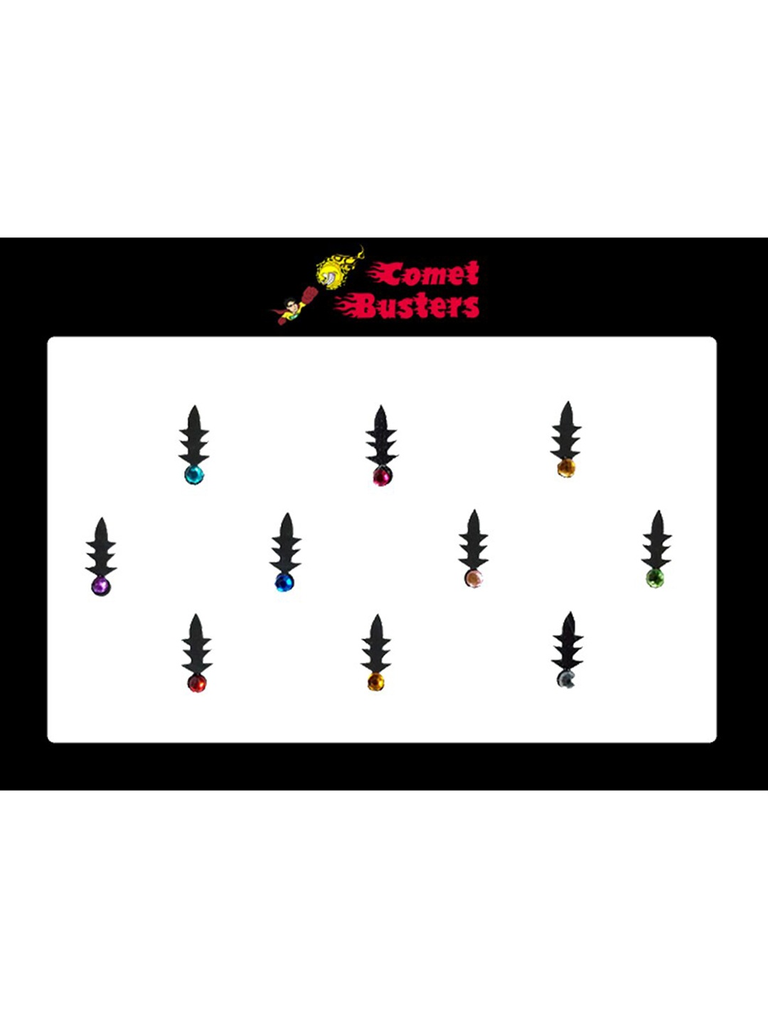 Comet Busters Black Stone Studded Bindis - 10 Pcs
