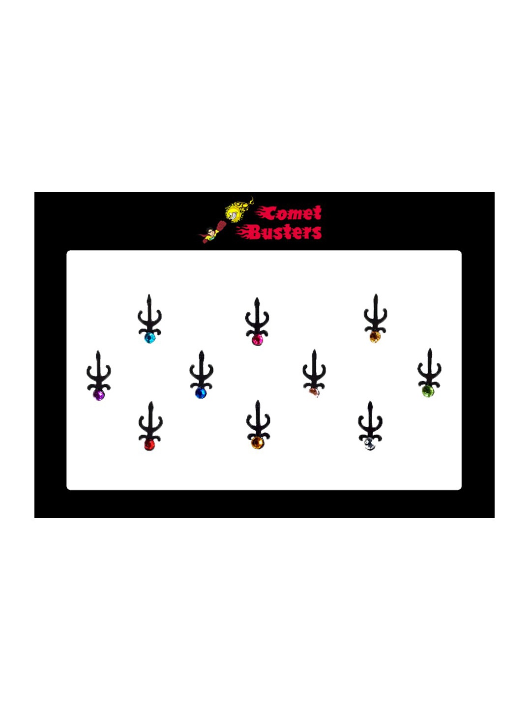 Comet Busters Black Stone Studded Bindis - 10 Pcs