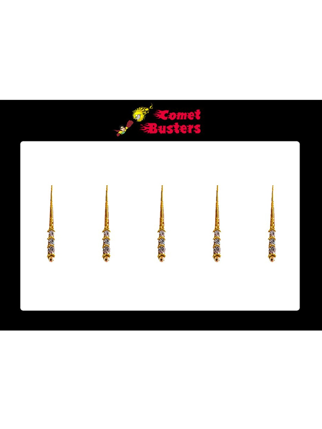 Comet Busters Gold-Coloured Set of 5 Embellished Bindis